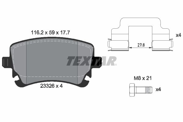 Brake Pad Set, disc brake  A4 A6 A8 T5 Hinterachse|WVA:23326|mit Zube|2-5 munkanapos szállítás 13:30-ig rendelve 2024.12