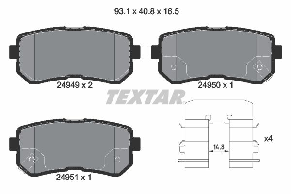 Brake Pad Set, disc brake   WVA:24949|mit Zubehör|mit akus|2-5 munkanapos szállítás 13:30-ig rendelve 2024.12