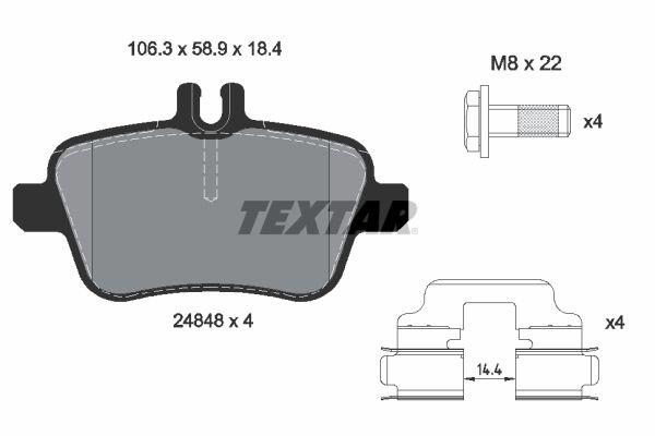 Brake Pad Set, disc brake  W176 W246 160/200 160-200CDI Hinterachse|WVA:24848|mit Zube|2-5 munkanapos szállítás 13:30-ig rendelve 2024.12