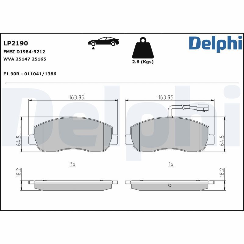 Brake Pad Set, disc brake  OPEL MOVANO RENAULT MASTER III Vorderachse|WVA:25147|ohne Zub|2-5 munkanapos szállítás 13:30-ig rendelve 2024.12