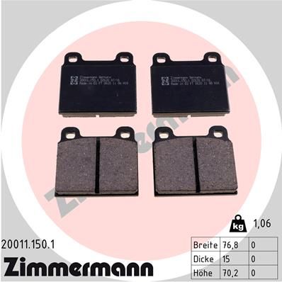 Brake Pad Set, disc brake  W110 W111 W112 W113 W115 W116 Vorderachse|WVA:20011|2-5 munkanapos szállítás 13:30-ig rendelve 2024.12