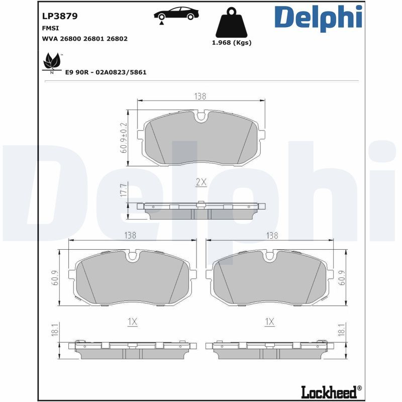 Brake Pad Set, disc brake   WVA:26800 26801 26802|ohne Zub|2-5 munkanapos szállítás 13:30-ig rendelve 2024.12