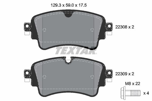 Brake Pad Set, disc brake  A4 09.15- A5 Q5 Q7 PR-1KD/KE Hinterachse|WVA:22308|für Vers|2-5 munkanapos szállítás 13:30-ig rendelve 2024.12