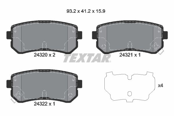 Brake Pad Set, disc brake   WVA:24320|mit Zubehör|mit akus|2-5 munkanapos szállítás 13:30-ig rendelve 2024.12