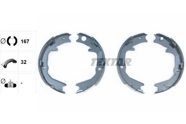 Brake Shoe Set, parking brake   32mm|ohne Zubehör|ohne Handbre|2-5 munkanapos szállítás 13:30-ig rendelve 2024.12