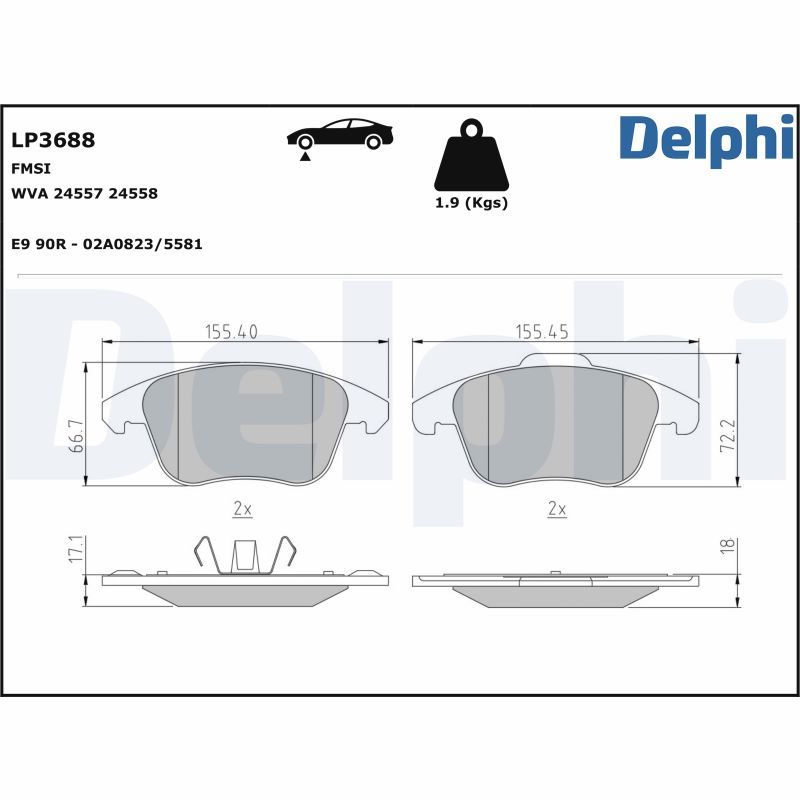 Brake Pad Set, disc brake  207 208 307 308 C4 Vorderachse|WVA:24557 24558|oh|2-5 munkanapos szállítás 13:30-ig rendelve 2025.1