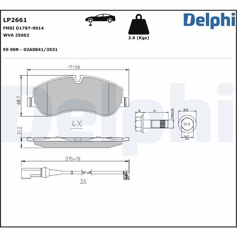 Brake Pad Set, disc brake  FORD TOURNEO TRANSIT Vorderachse|WVA:25602|mit Zube|2-5 munkanapos szállítás 13:30-ig rendelve 2024.12