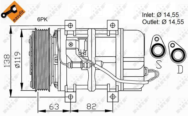 Compressor, air conditioning  VOLVO S80 98- O-119mm|mit PAG-Kompressoröl,|2-5 munkanapos szállítás 13:30-ig rendelve 2024.12