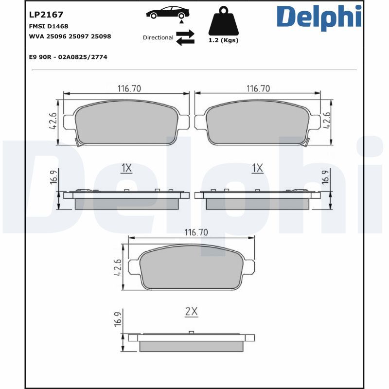 Brake Pad Set, disc brake  ASTRA J ZAFIRA TOURER C MOKKA Hinterachse|WVA:25096 25097 25|2-5 munkanapos szállítás 13:30-ig rendelve 2025.1