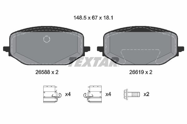 Brake Pad Set, disc brake   WVA:26588|mit Zubehör|nicht fü|2-5 munkanapos szállítás 13:30-ig rendelve 2024.12