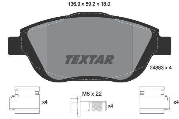 Brake Pad Set, disc brake  2008 C3 AIRCROSS DS3 Vorderachse|WVA:24883|mit Zube|2-5 munkanapos szállítás 13:30-ig rendelve 2024.12