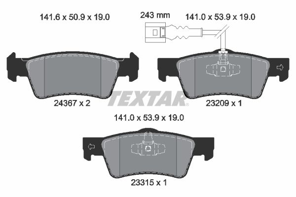 Brake Pad Set, disc brake   WVA:24367|inkl. Verschleißwarn|2-5 munkanapos szállítás 13:30-ig rendelve 2024.12