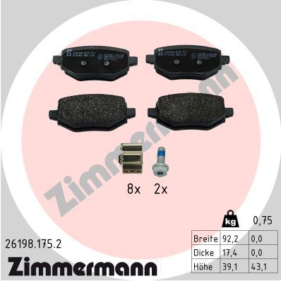 Brake Pad Set, disc brake  CORSA MOKKA 208 II 2008 C4 DS3 Hinterachse|WVA:26198|Foto ent|2-5 munkanapos szállítás 13:30-ig rendelve 2025.1