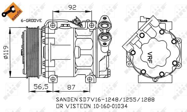 Compressor, air conditioning  C-MAX FOCUS II VOLVO C30 V50 O-119mm|mit PAG-Kompressoröl,|2-5 munkanapos szállítás 13:30-ig rendelve 2024.12