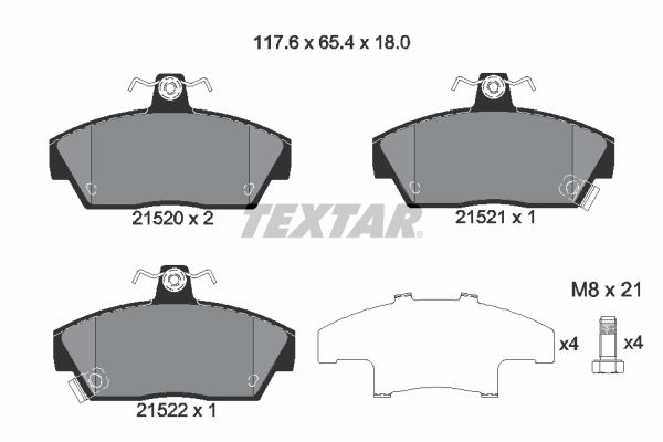 Brake Pad Set, disc brake   WVA:21520|mit Zubehör|mit akus|2-5 munkanapos szállítás 13:30-ig rendelve 2024.12