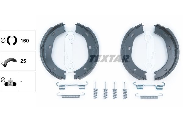 Brake Shoe Set, parking brake   25mm|mit Zubehör|ohne Handbrem|2-5 munkanapos szállítás 13:30-ig rendelve 2024.12