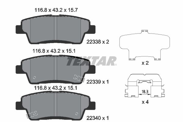 Brake Pad Set, disc brake   WVA:22338|mit Zubehör|mit akus|2-5 munkanapos szállítás 13:30-ig rendelve 2025.1