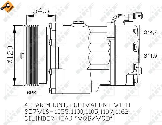 Compressor, air conditioning  SEAT Alhambra 96- O-120mm|mit PAG-Kompressoröl,|2-5 munkanapos szállítás 13:30-ig rendelve 2024.12