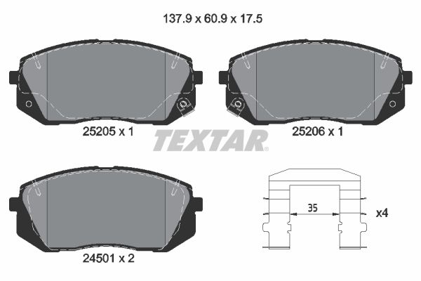 Brake Pad Set, disc brake   WVA:25205|mit Zubehör|mit akus|2-5 munkanapos szállítás 13:30-ig rendelve 2024.12