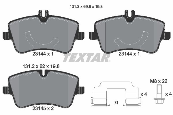 Brake Pad Set, disc brake  W/S203 180-280 200CDI-320CDI Vorderachse|WVA:23144|mit Zube|2-5 munkanapos szállítás 13:30-ig rendelve 2024.12