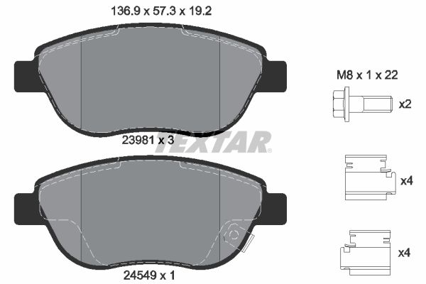 Brake Pad Set, disc brake   WVA:23981|mit Zubehör|mit akus|2-5 munkanapos szállítás 13:30-ig rendelve 2024.12