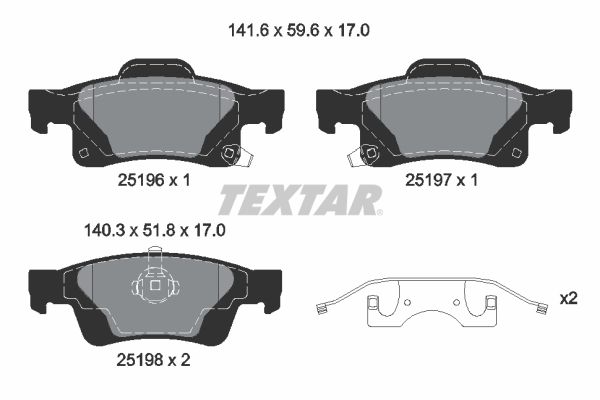 Brake Pad Set, disc brake   WVA:25196|mit Zubehör|mit akus|2-5 munkanapos szállítás 13:30-ig rendelve 2024.12