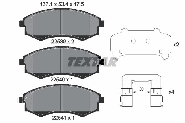 Brake Pad Set, disc brake   WVA:22539|mit Zubehör|mit akus|2-5 munkanapos szállítás 13:30-ig rendelve 2024.12