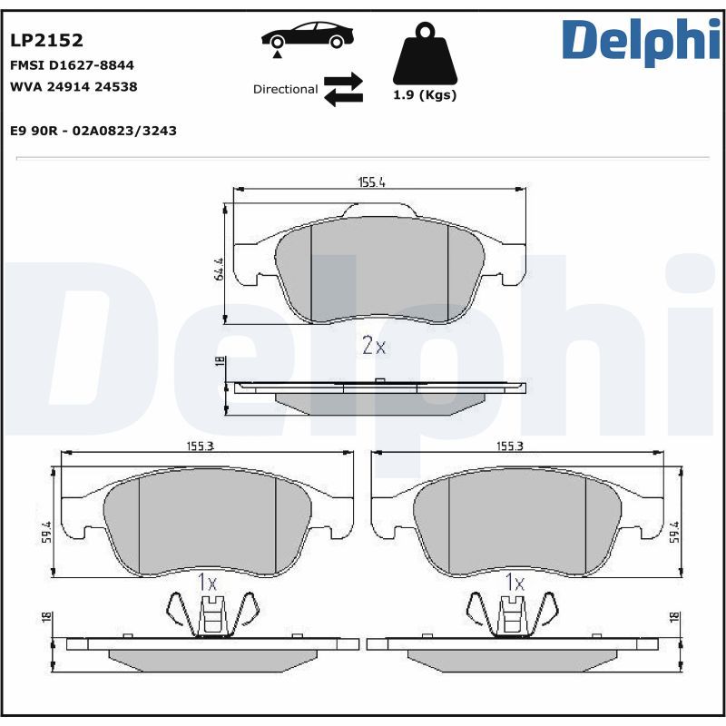 Brake Pad Set, disc brake  RENAULT MEGANE KANGOO DUSTER Vorderachse|WVA:24914, 24914 2|2-5 munkanapos szállítás 13:30-ig rendelve 2024.12