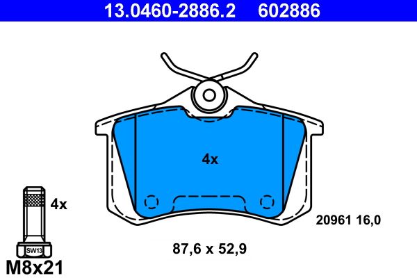 Brake Pad Set, disc brake  GOLF IV POLO III AUDI A4 A6 TT Hinterachse|exkl. Verschleißwa|2-5 munkanapos szállítás 13:30-ig rendelve 2025.1