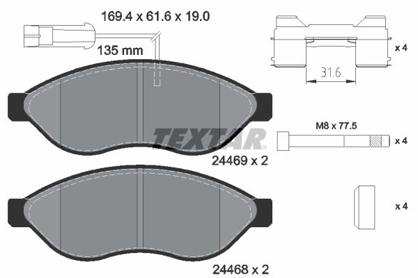 Brake Pad Set, disc brake  BOXER 04.06- Vorderachse|WVA:24469|mit Zube|2-5 munkanapos szállítás 13:30-ig rendelve 2024.12