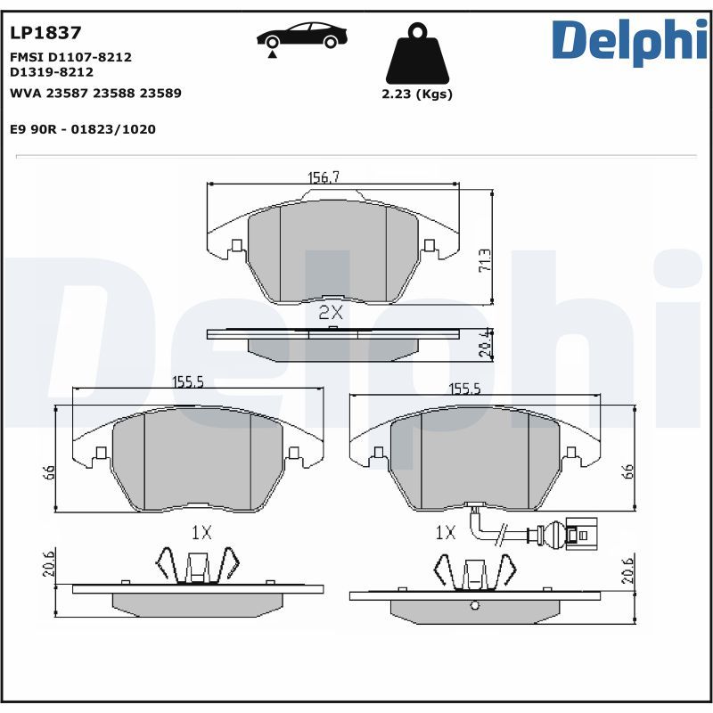 Brake Pad Set, disc brake  VW AUDI SEAT SKODA Vorderachse|WVA:23587 23588 23|2-5 munkanapos szállítás 13:30-ig rendelve 2024.12