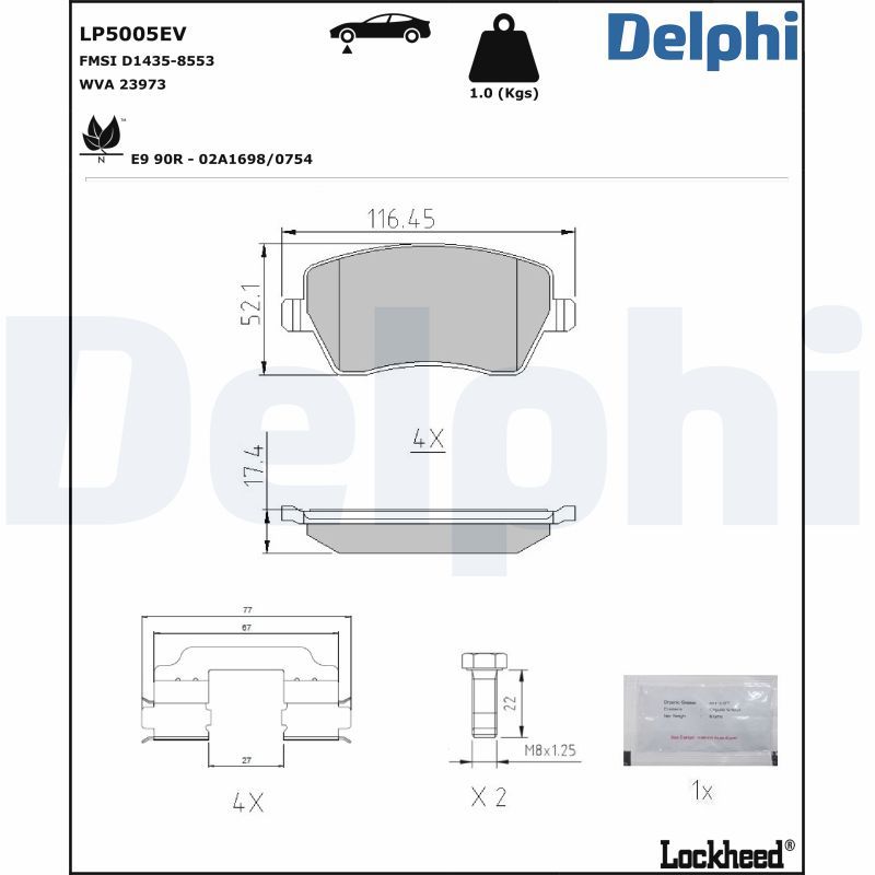 Brake Pad Set, disc brake  KANGOO ZOE Vorderachse|WVA:23973|mit Zube|2-5 munkanapos szállítás 13:30-ig rendelve 2024.12