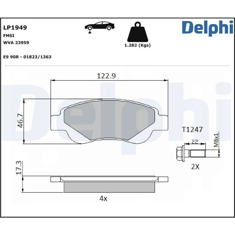 Brake Pad Set, disc brake  107 108 C1/II Vorderachse|WVA:23959|mit Zube|2-5 munkanapos szállítás 13:30-ig rendelve 2025.1