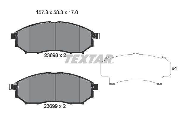 Brake Pad Set, disc brake   WVA:23698|mit Zubehör|mit akus|2-5 munkanapos szállítás 13:30-ig rendelve 2024.12