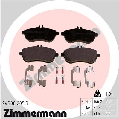 Brake Pad Set, disc brake  W204 S204 180 180CDI/200CDI Vorderachse|WVA:24306|für Vers|2-5 munkanapos szállítás 13:30-ig rendelve 2024.12