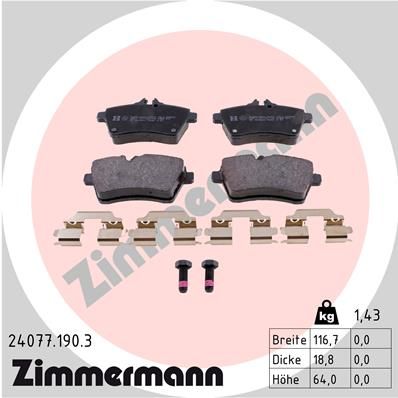 Brake Pad Set, disc brake  W169 180/200 W245 150-180 Vorderachse|WVA:24077|2-5 munkanapos szállítás 13:30-ig rendelve 2025.1