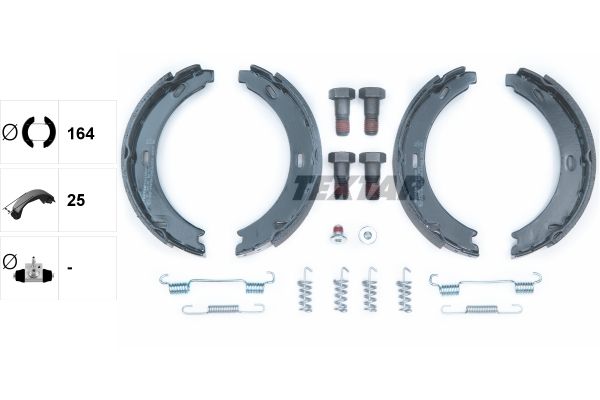 Brake Shoe Set, parking brake   25mm|mit Zubehör|ohne Handbrem|2-5 munkanapos szállítás 13:30-ig rendelve 2024.12