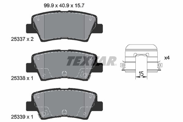 Brake Pad Set, disc brake   WVA:25337|mit Zubehör|mit akus|2-5 munkanapos szállítás 13:30-ig rendelve 2024.12