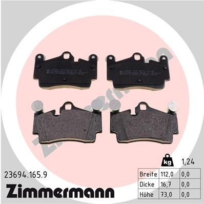 Brake Pad Set, disc brake  CAYENNE (9PA/9PA1) 03-10 Hinterachse|WVA:23694|Foto ent|2-5 munkanapos szállítás 13:30-ig rendelve 2024.12