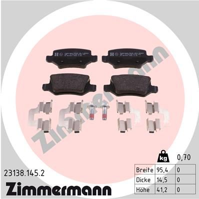 Brake Pad Set, disc brake  W169 W245 150-200 180CDI Hinterachse|WVA:23138|2-5 munkanapos szállítás 13:30-ig rendelve 2025.1