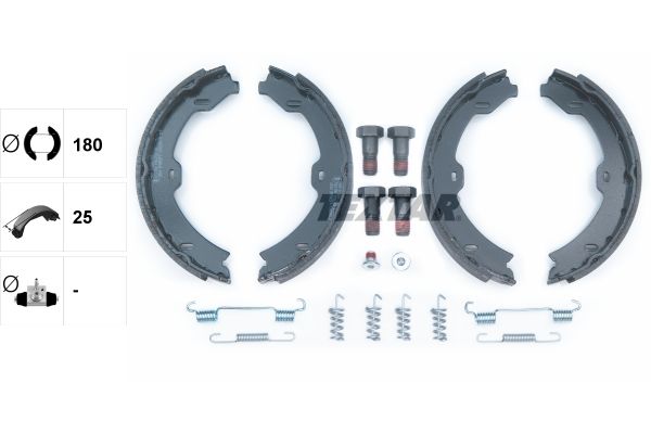 Brake Shoe Set, parking brake   25mm|mit Zubehör|ohne Handbrem|2-5 munkanapos szállítás 13:30-ig rendelve 2025.1