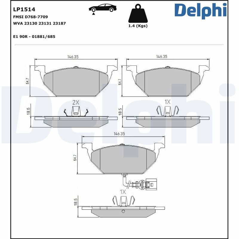 Brake Pad Set, disc brake  GOLF VI AUDI A3 SKODA Vorderachse|WVA:23130 23131 23|2-5 munkanapos szállítás 13:30-ig rendelve 2024.12