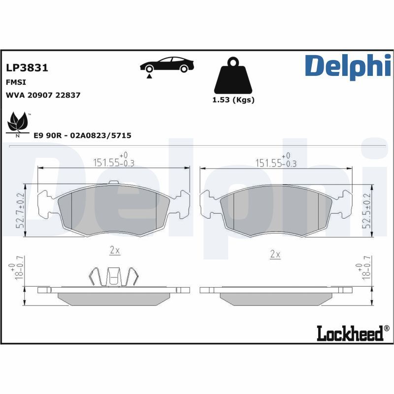 Brake Pad Set, disc brake   WVA:20907 22837|ohne Zubehör|n|2-5 munkanapos szállítás 13:30-ig rendelve 2025.1