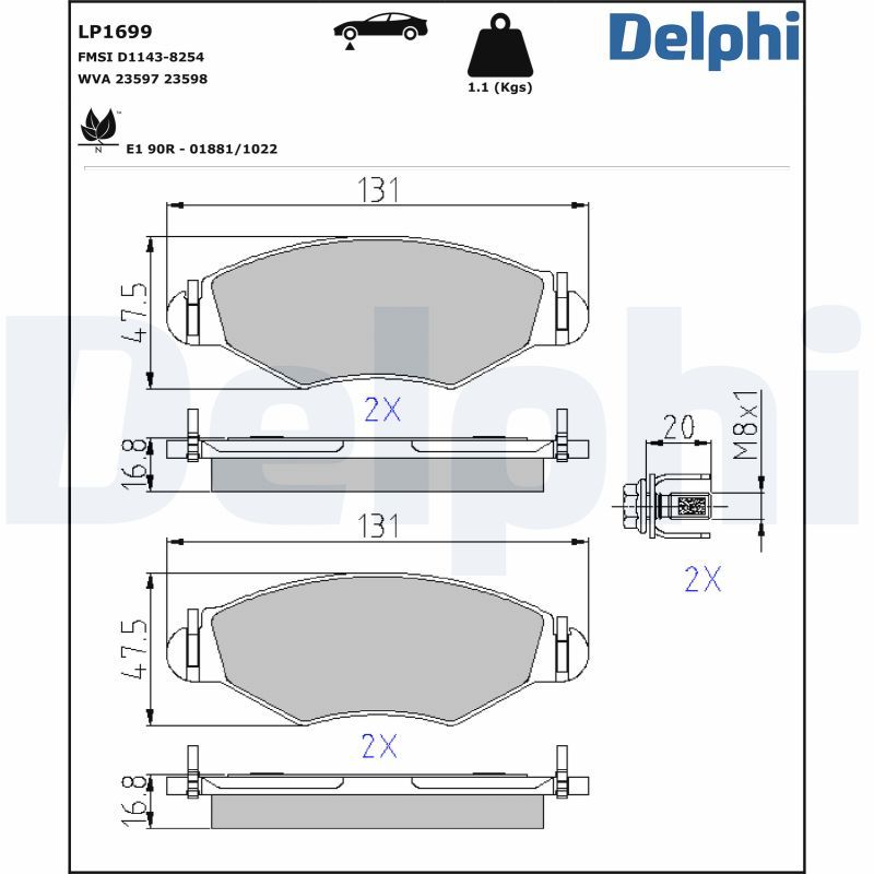 Brake Pad Set, disc brake   Vorderachse|WVA:23597, 23597 2|2-5 munkanapos szállítás 13:30-ig rendelve 2025.1