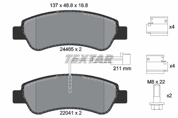 Brake Pad Set, disc brake  BOXER JUMPER MOVANO DUCATO Hinterachse|WVA:24465|mit Zube|2-5 munkanapos szállítás 13:30-ig rendelve 2024.12