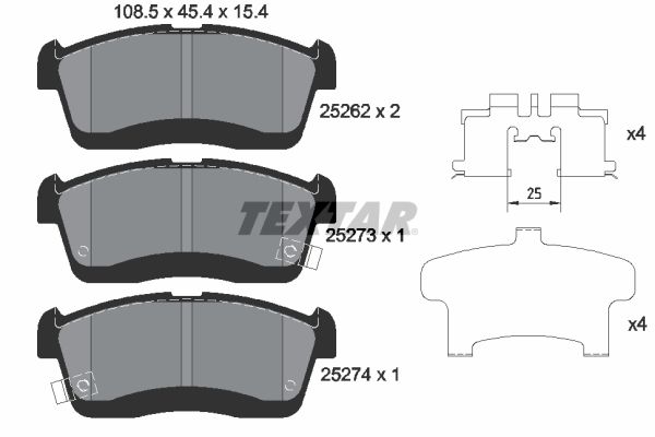 Brake Pad Set, disc brake   WVA:25262|mit Zubehör|mit akus|2-5 munkanapos szállítás 13:30-ig rendelve 2024.12