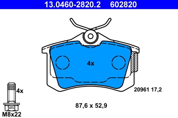 Brake Pad Set, disc brake  AUDI A1-A8 VW GOLF 4-6 POLO4-6 Hinterachse|WVA:20961|exkl. Ve|2-5 munkanapos szállítás 13:30-ig rendelve 2024.12