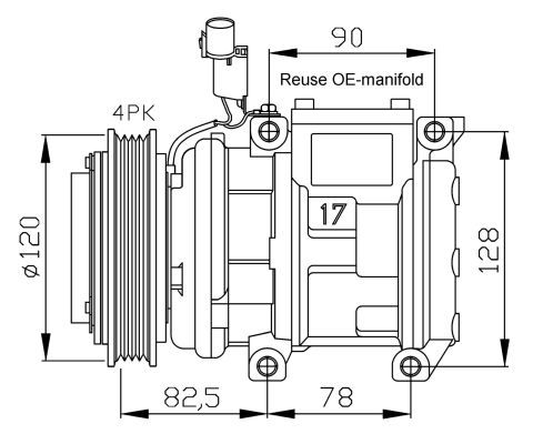 Compressor, air conditioning  KIA Carnival 99- O-125mm|mit PAG-Kompressoröl,|2-5 munkanapos szállítás 13:30-ig rendelve 2024.12