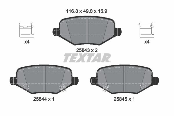 Brake Pad Set, disc brake   WVA:25843|mit Zubehör|mit akus|2-5 munkanapos szállítás 13:30-ig rendelve 2024.12