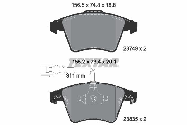 Brake Pad Set, disc brake   WVA:23749|mit integriertem Ver|2-5 munkanapos szállítás 13:30-ig rendelve 2025.1